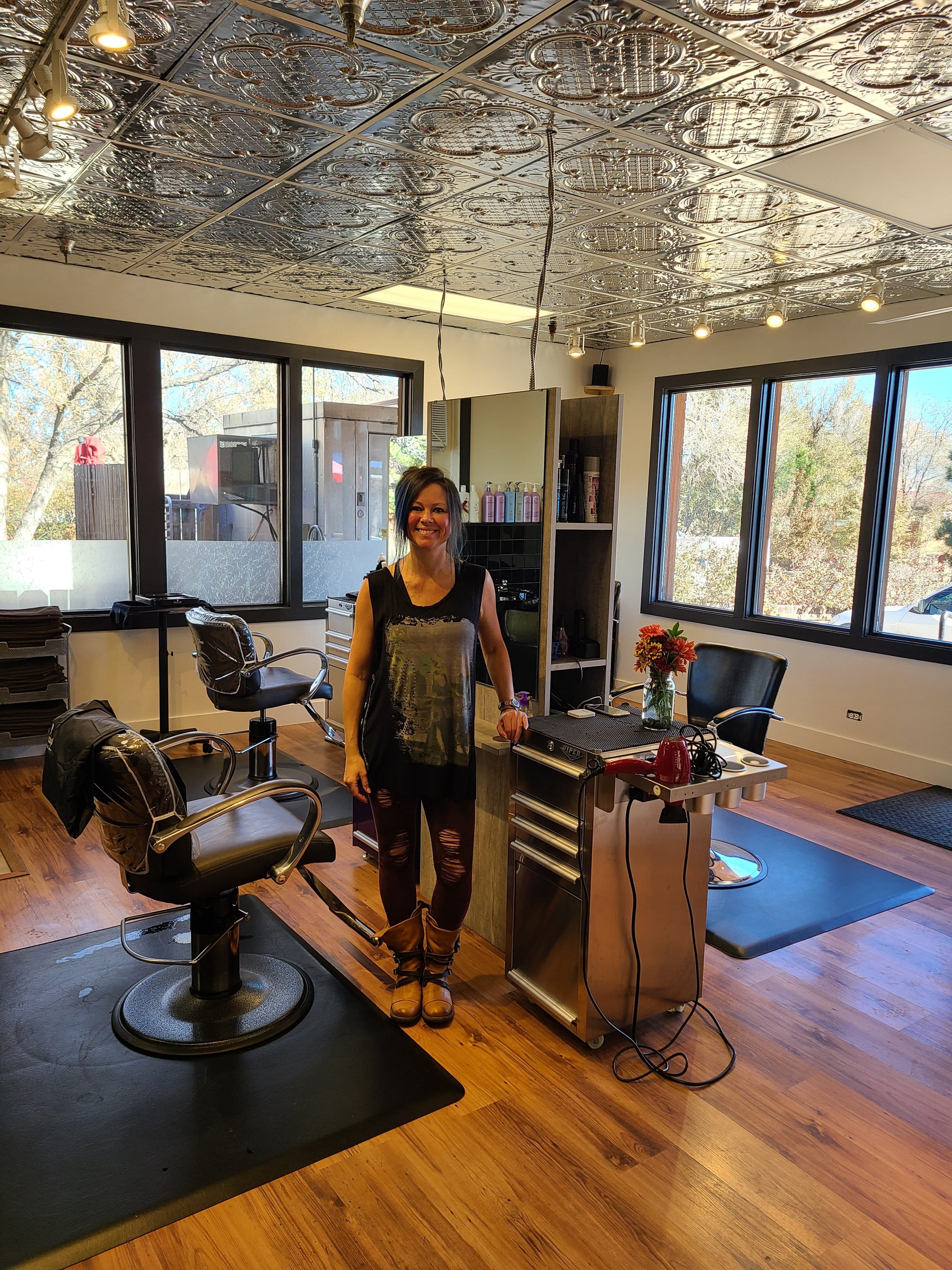 Mesha in the salon at Mesha's Coiffure